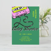 Invitation Baby shower cassette rétro (Debout devant)