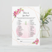 Invitation Baby shower Ce qui est dans votre sac Citrouille d (Debout devant)