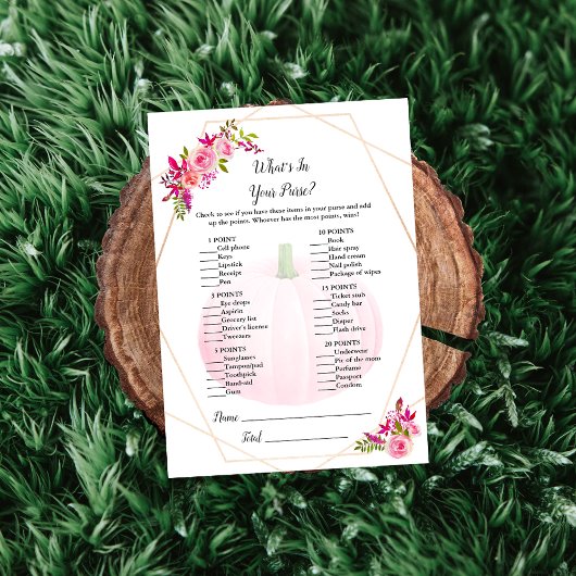 Invitation Baby shower Ce qui est dans votre sac Citrouille d