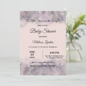 Invitation Baby shower céleste Aquarelle rose Bébé Fille (Debout devant)