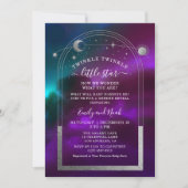 Invitation Baby shower céleste argenté Turquoise (Devant)