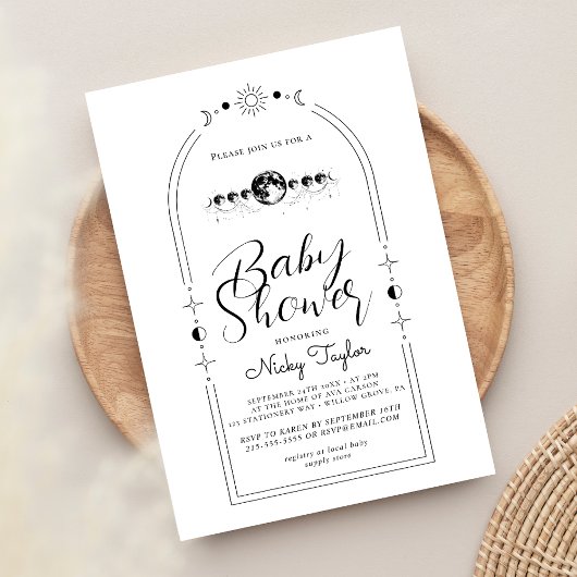 Invitation Baby shower céleste blanc minimaliste