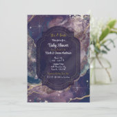 Invitation Baby shower céleste d'or bleu Berry (Debout devant)