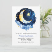 Invitation Baby shower céleste Dream Blue Moon Boy (Debout devant)