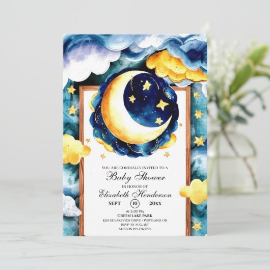 Invitation Baby shower céleste enchanté Boho (Debout devant)