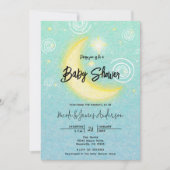 Invitation Baby shower céleste étoilé turquoise (Devant)