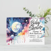 Invitation Baby shower céleste lunaire (Debout devant)