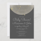 Invitation Baby shower Céleste Lune Étoiles Faux Or (Devant)