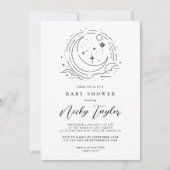 Invitation Baby shower céleste minimaliste blanc (Devant)