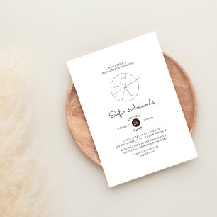 Invitation Baby shower céleste mystique minimaliste blanc