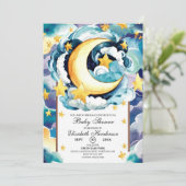 Invitation Baby shower céleste simple Twinkle Star (Debout devant)