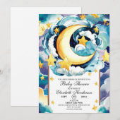 Invitation Baby shower céleste simple Twinkle Star (Devant / Derrière)