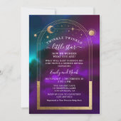 Invitation Baby shower céleste Turquoise d'or cosmique pourpr (Devant)