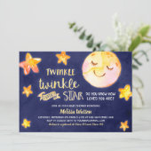 Invitation Baby shower céleste Twinkle Little Star (Debout devant)