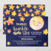 Invitation Baby shower céleste Twinkle Little Star (Devant / Derrière)