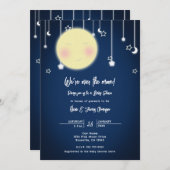 Invitation Baby shower céleste Twinkle Star Moon (Devant / Derrière)