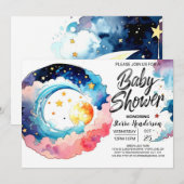 Invitation Baby shower Celestial Bliss (Devant / Derrière)