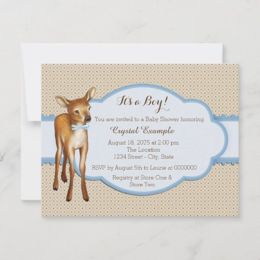 Invitation Baby Shower Cerf (Devant)
