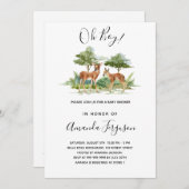 Invitation Baby shower cerf d'animaux de forêt (Devant / Derrière)