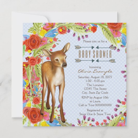 Invitation Baby Shower Cerf de Forêt (Devant)