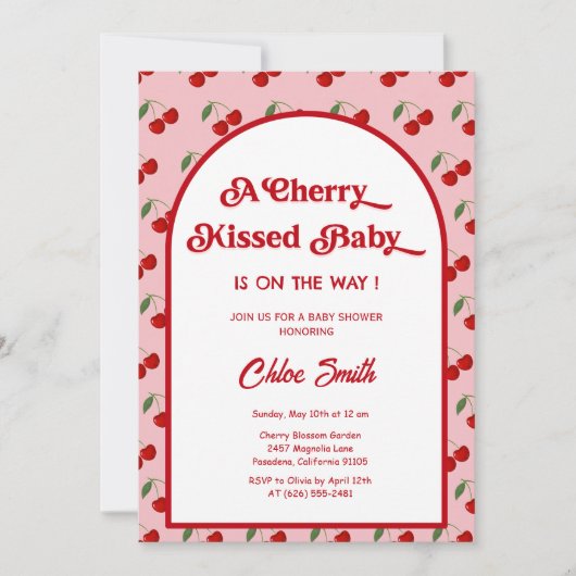 Invitation Baby Shower Cerise Baiser (Devant)