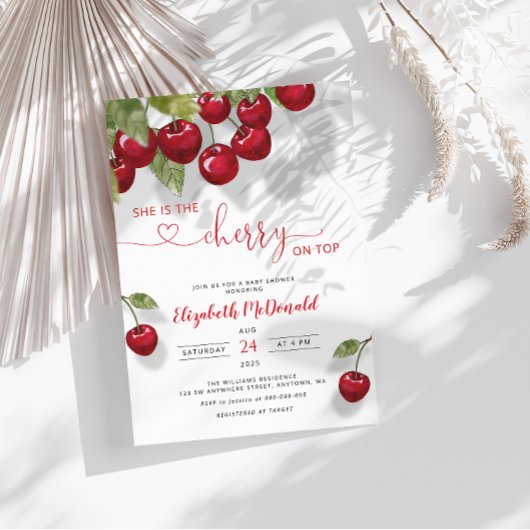 Invitation Baby shower cerise | Berry Sweet Baby