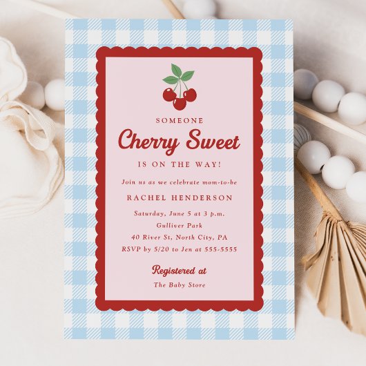 Invitation Baby Shower Cerise Douce