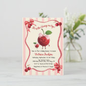 Invitation Baby shower cerise maman et bébé (Debout devant)