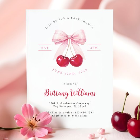 Invitation Baby shower cerisier de Bow rose