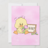 Invitation Baby shower c'est un canard de bébé de fille (Dos)