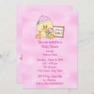 Invitation Baby shower c'est un canard de bébé de fille