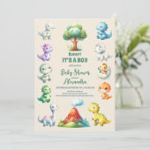 Invitation Baby shower "C'est un garçon" de Cute Dinosaur (Debout devant)