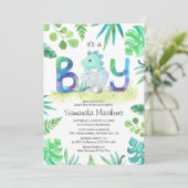 Invitation Baby shower "C'est un garçon" de Cute Dinosaur (Debout devant)