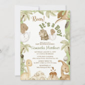 Invitation Baby shower "C'est un garçon" de Cute Dinosaur (Devant)