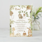 Invitation Baby shower "C'est un garçon" de Cute Dinosaur (Debout devant)