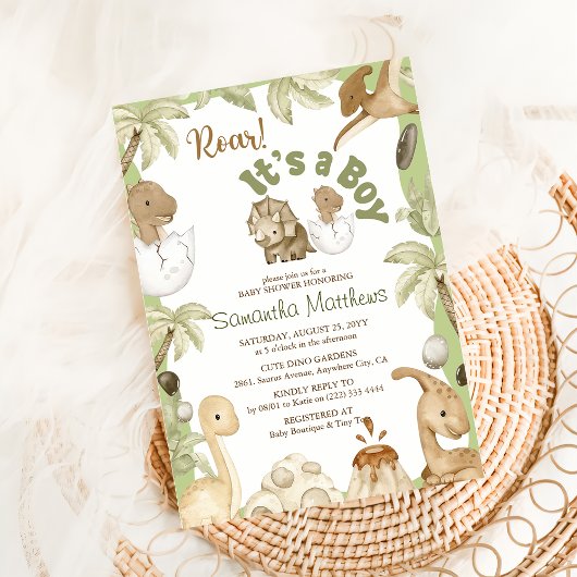 Invitation Baby shower "C'est un garçon" de Cute Dinosaur