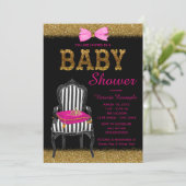 Invitation Baby shower Chaise Princess Rose Black Gold (Debout devant)