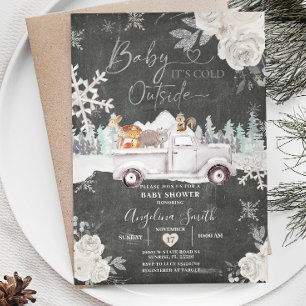Invitation Baby shower Chalkboard blanc crémeux