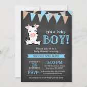 Invitation Baby shower Chalkboard Cow Boy (Devant)