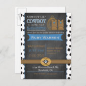 Invitation Baby shower Chalkboard Cowboy (Devant / Derrière)