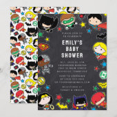 Invitation Baby shower Chalkboard de la ligue de justice de C (Devant / Derrière)