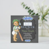 Invitation Baby shower Chalkboard garçons (Debout devant)
