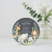Invitation Baby shower Chalkboard Jungle Animaux (Debout devant)