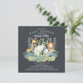 Invitation Baby shower Chalkboard Jungle Animaux (Debout devant)