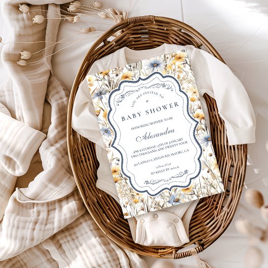 Invitation Baby Shower Champêtre Doré