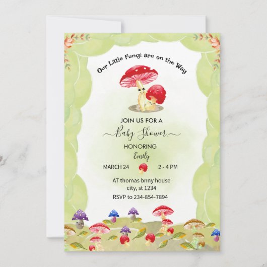Invitation Baby shower champignon (Devant)