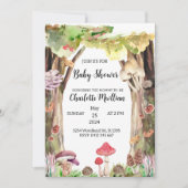 Invitation baby shower champignon thème bois fantastique (Devant)