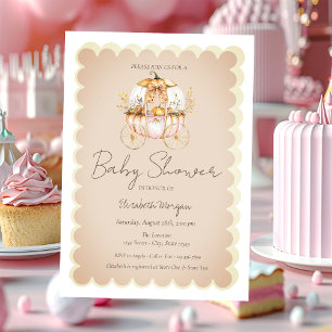 Invitation Baby Shower Chariot à ruban de citrouilles d'auto