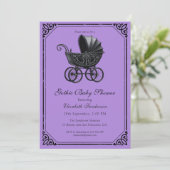 Invitation Baby Shower Chariot gothique noir (Debout devant)