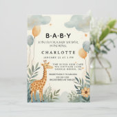 Invitation Baby-Shower Charmant Girafeau (Debout devant)